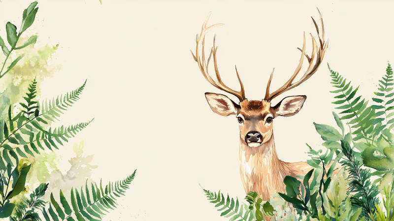 水彩森林小鹿图片