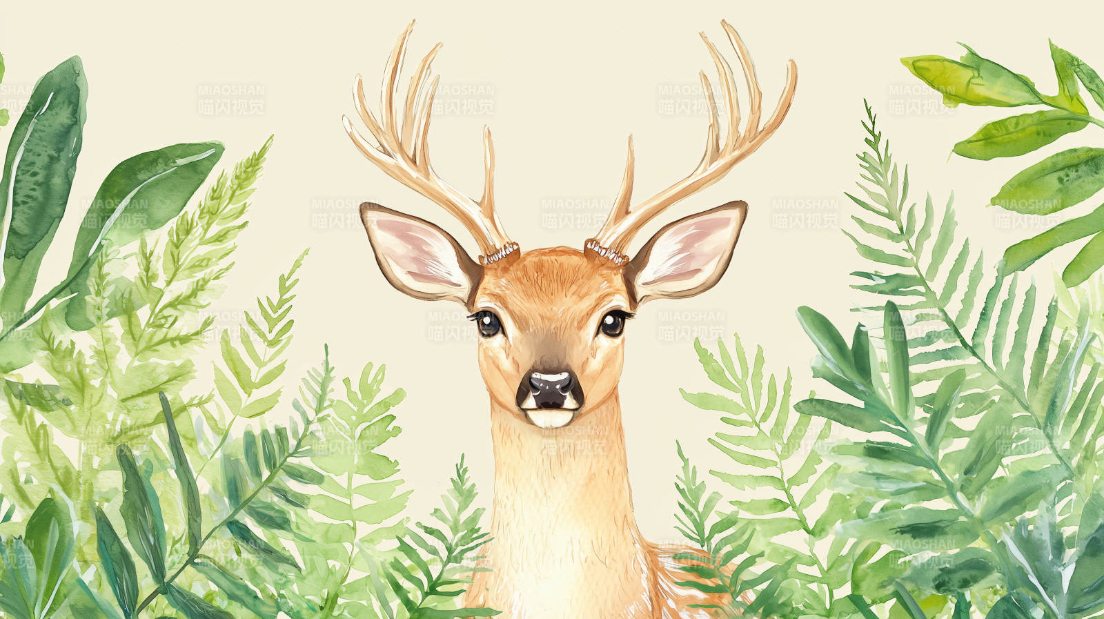 水彩森林小鹿图片