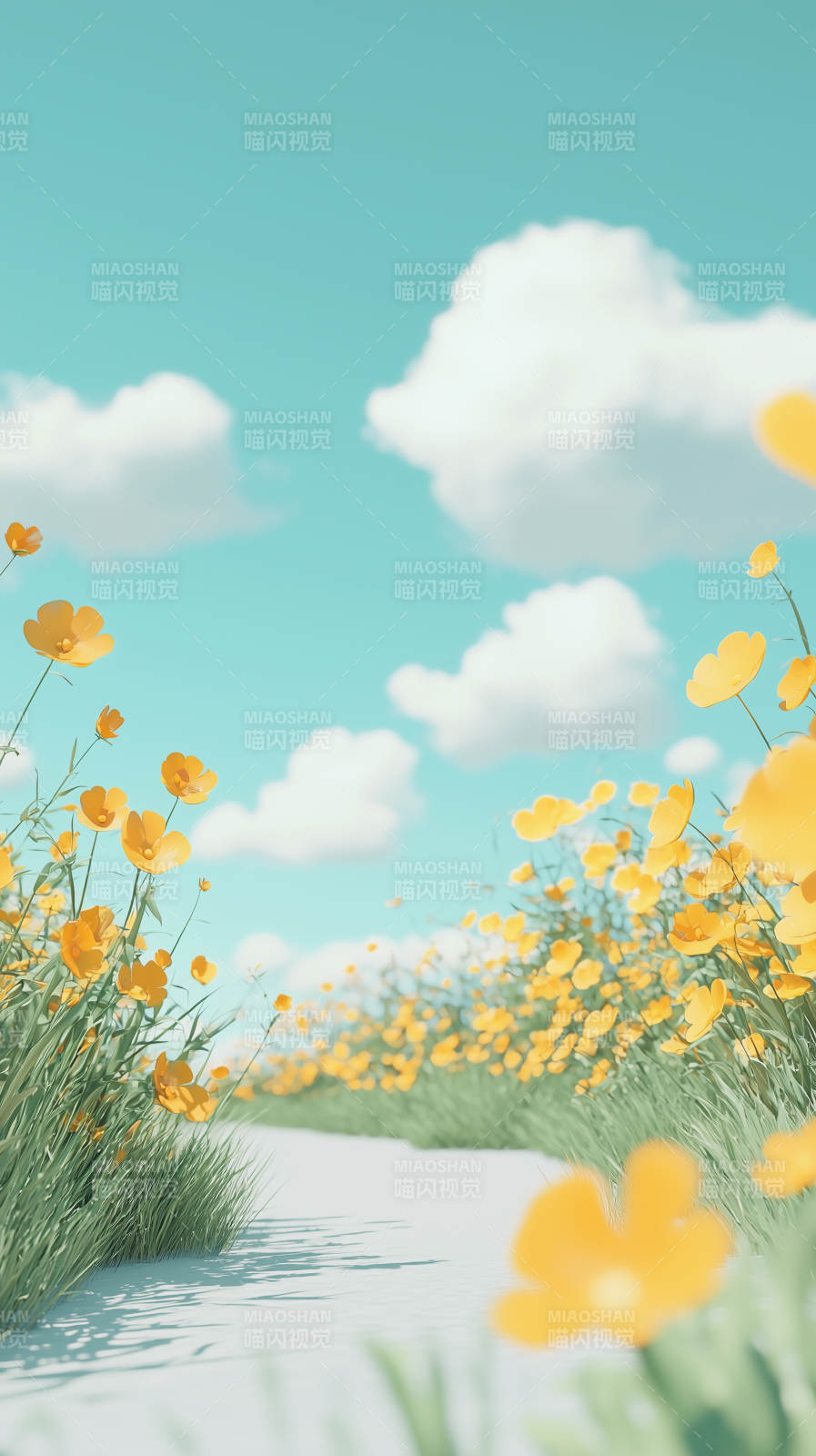 梦幻花田小径图片