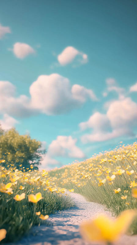 梦幻花田小径图片