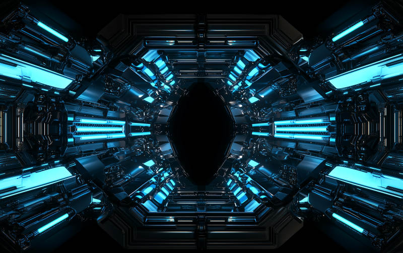 赛博朋克风格蓝色通道图片