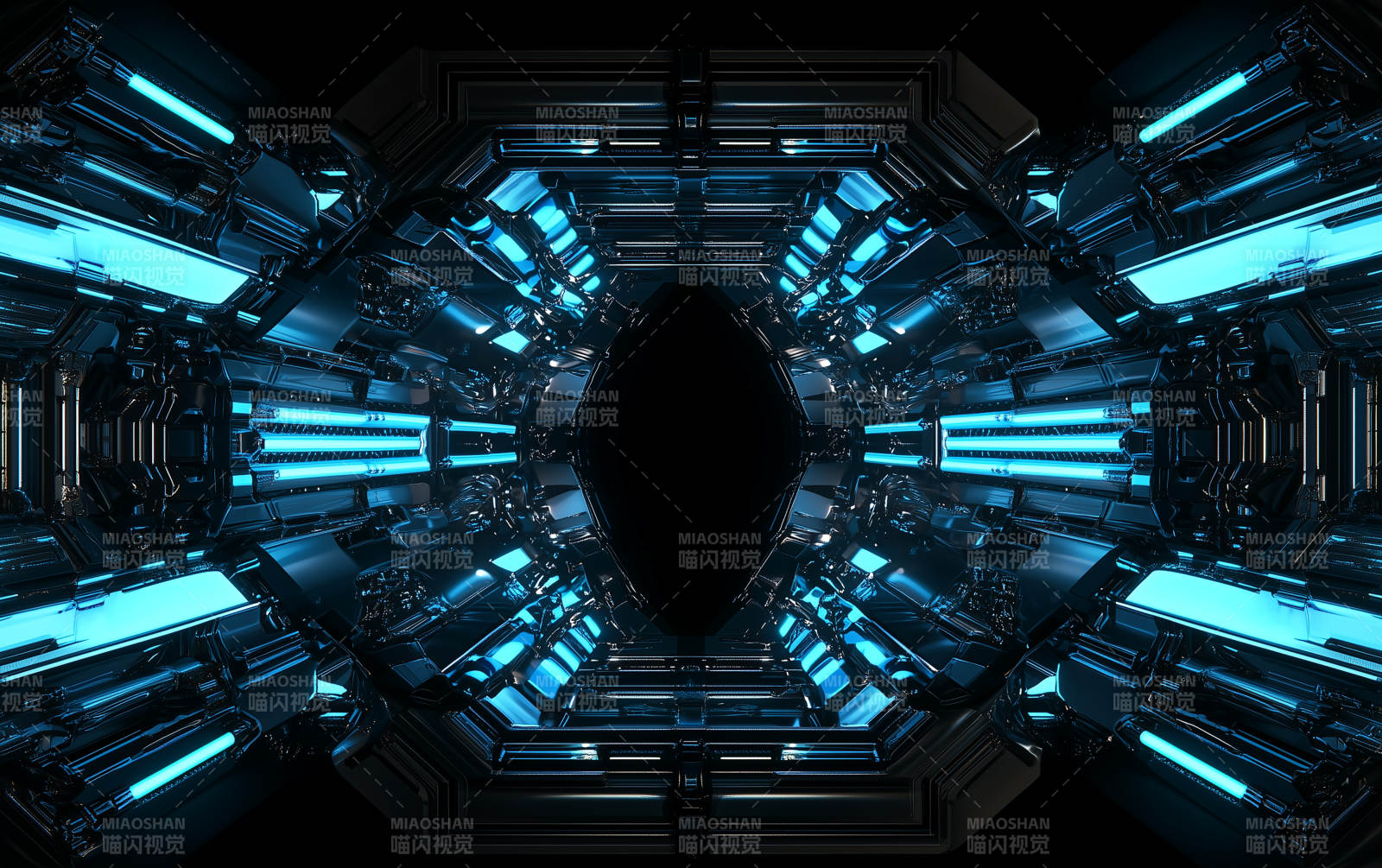 赛博朋克风格蓝色通道图片