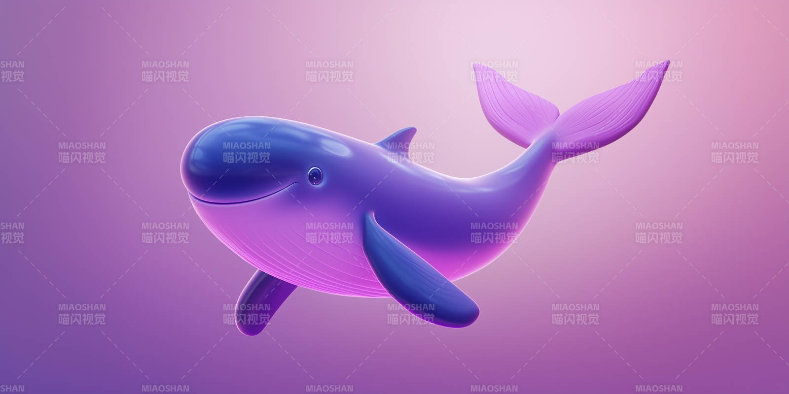 卡通鲸鱼3D渲染图片