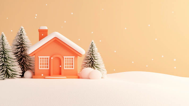 冬日小屋童话雪景图片