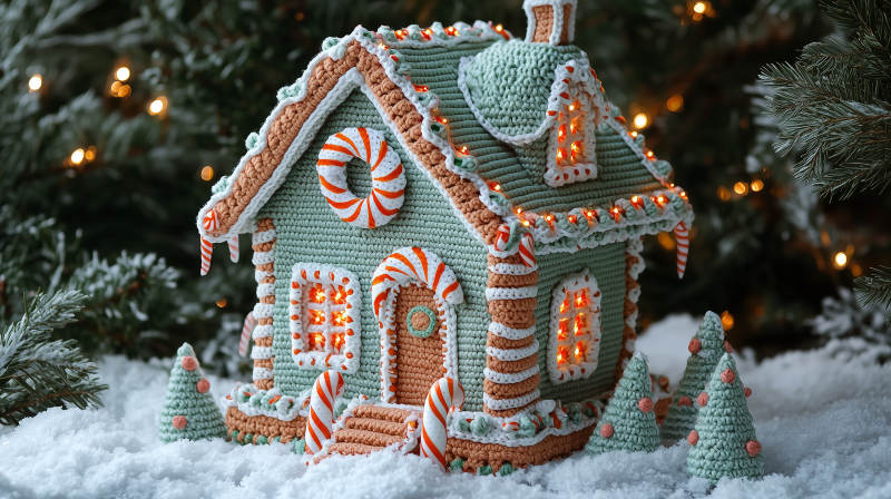 钩针编织姜饼屋图片
