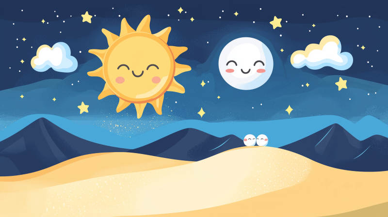 可爱太阳与月亮图片