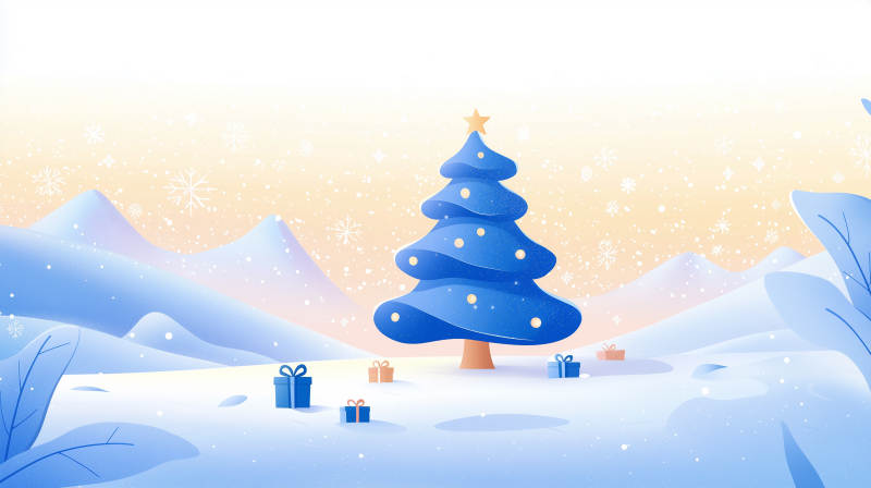 冬日雪景圣诞树图片