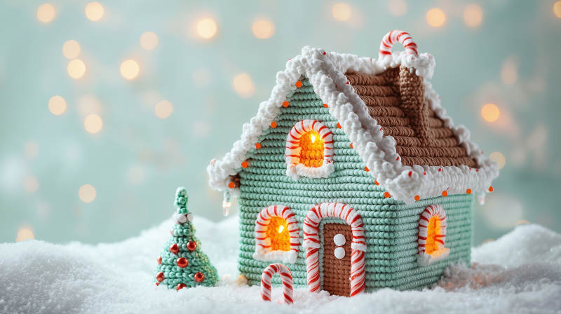 钩针编织姜饼屋图片