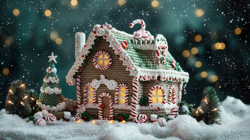 钩针编织姜饼屋图片