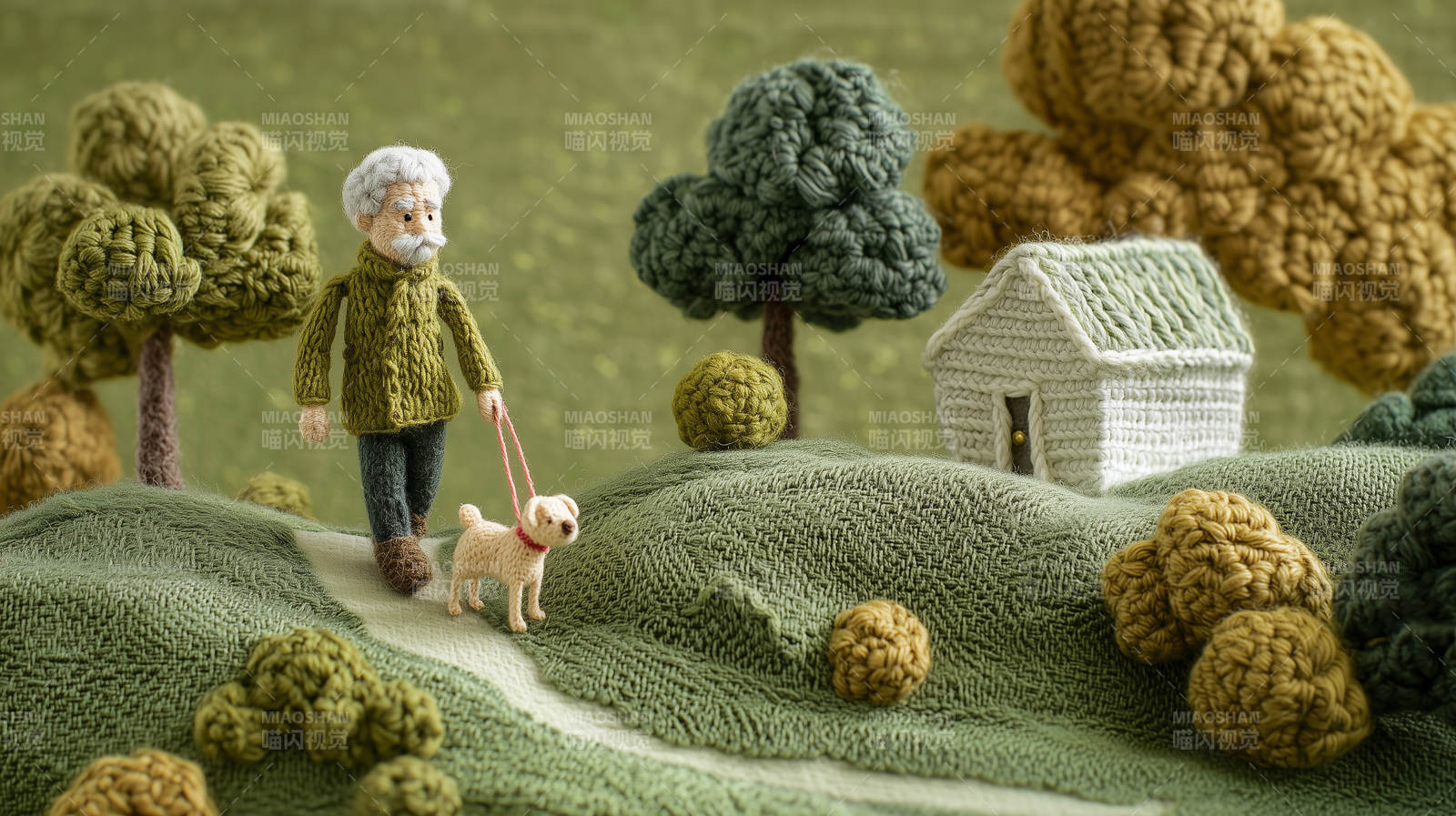羊毛毡工艺品田园风光图片
