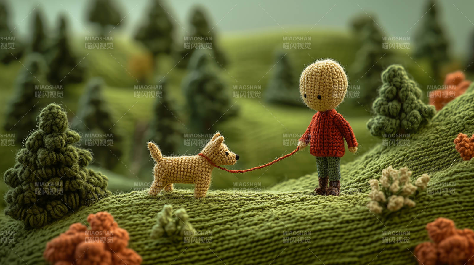 羊毛毡工艺品田园风光图片