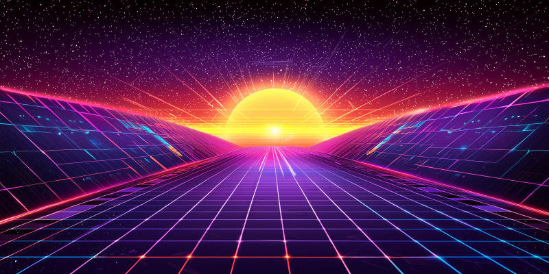 复古赛博朋克日出图片