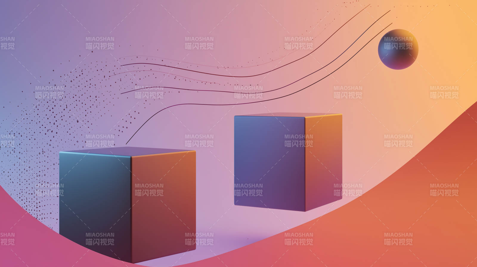 渐变色块与球体图片