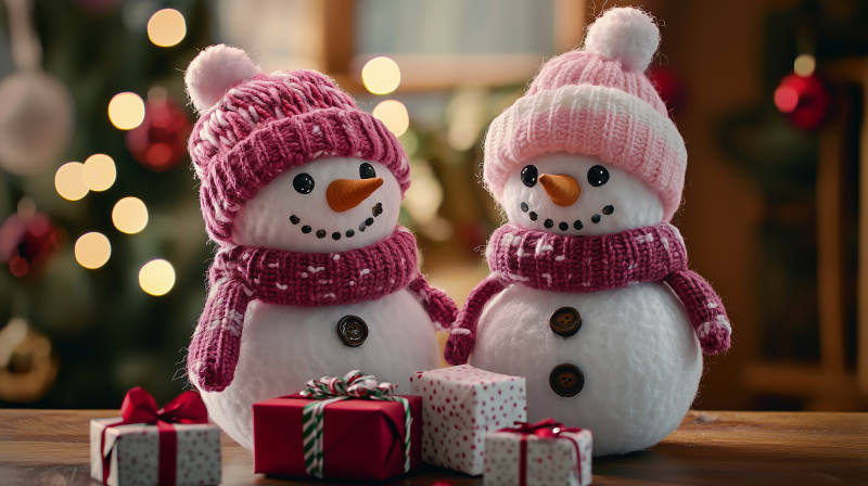 圣诞雪人与礼物图片