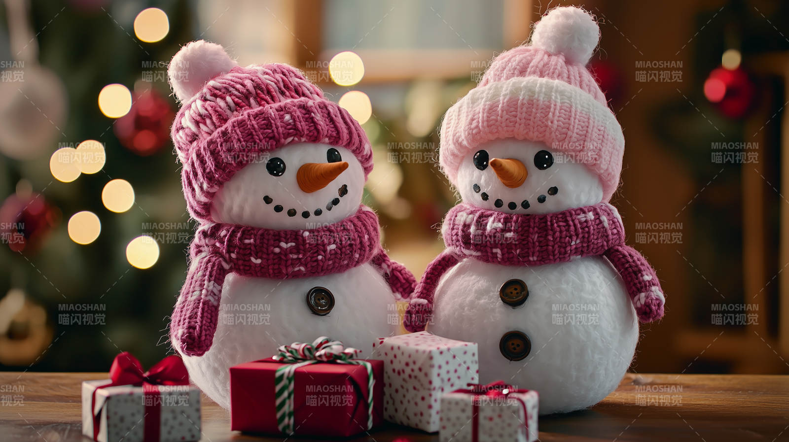 圣诞雪人与礼物图片
