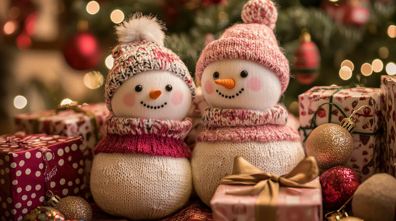 圣诞雪人与礼物图片