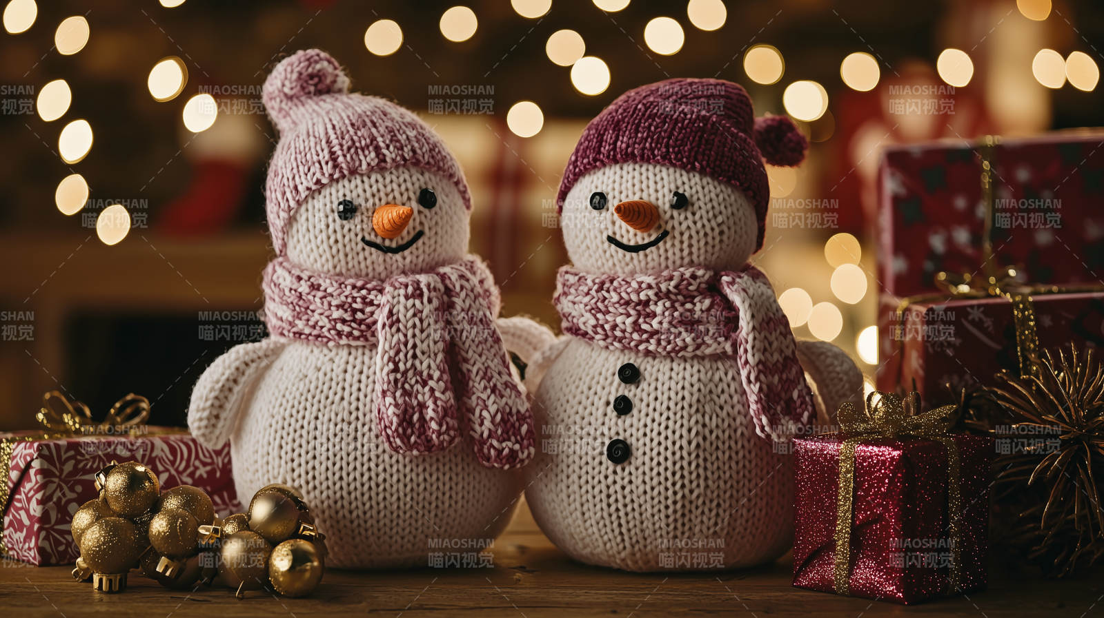 圣诞雪人与礼物图片