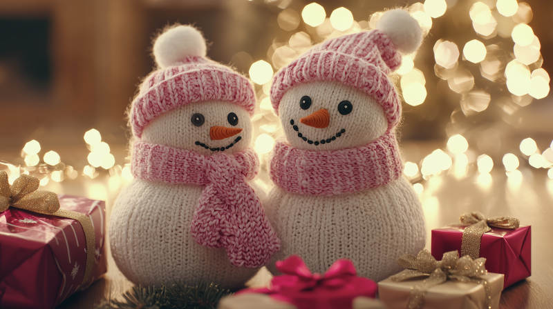 圣诞雪人与礼物图片