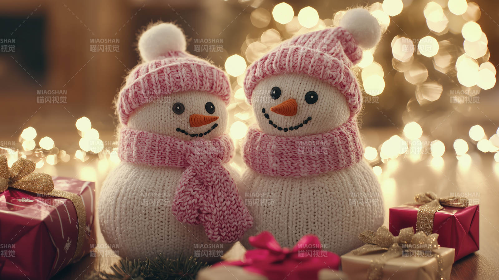 圣诞雪人与礼物图片