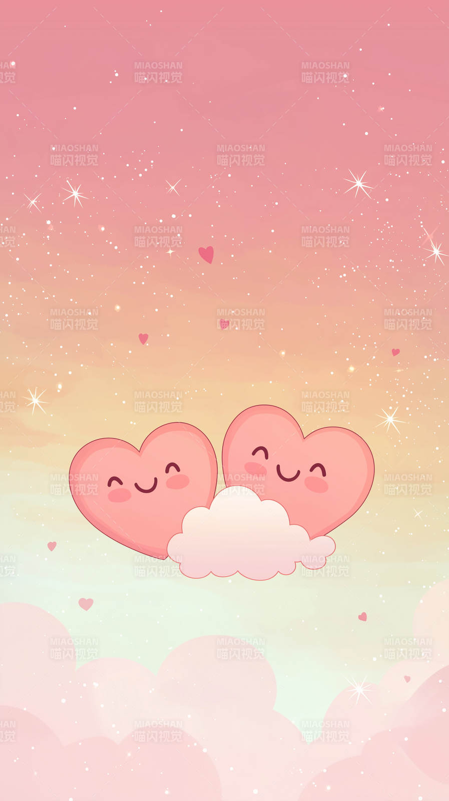 粉色爱心云朵壁纸图片