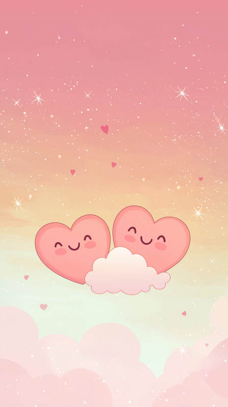 粉色爱心云朵壁纸图片