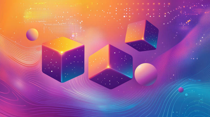 渐变色块与球体图片