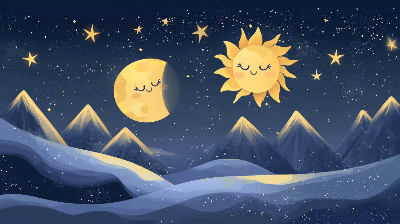 可爱太阳与月亮图片