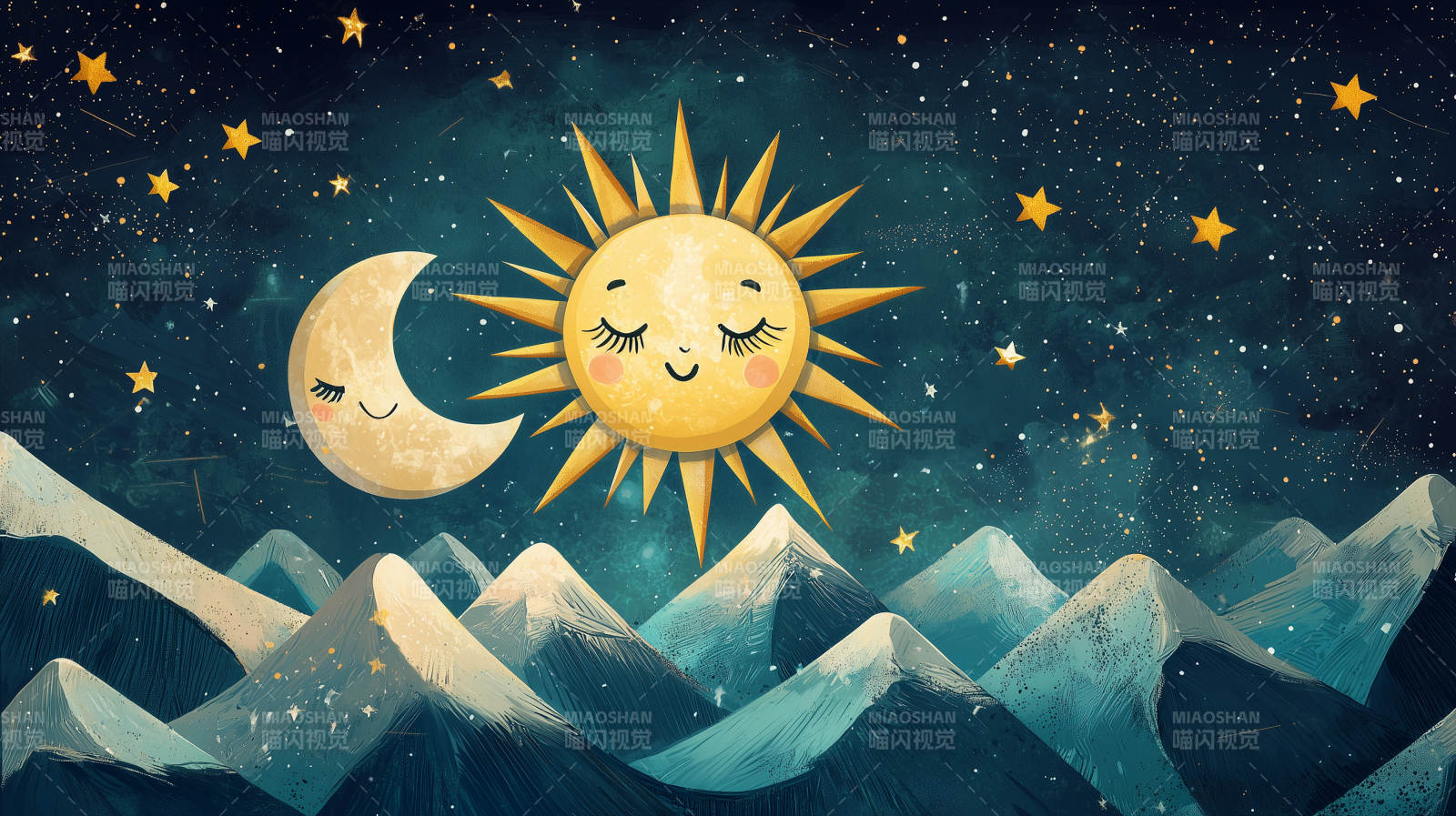 可爱太阳与月亮图片