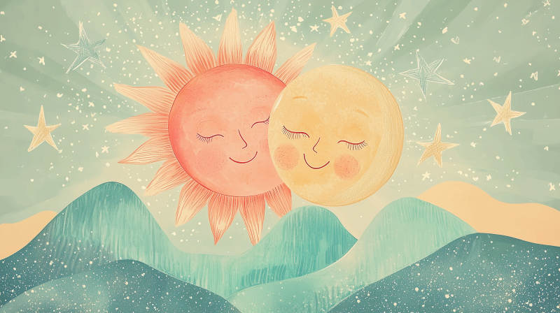 温柔的日月交辉图片