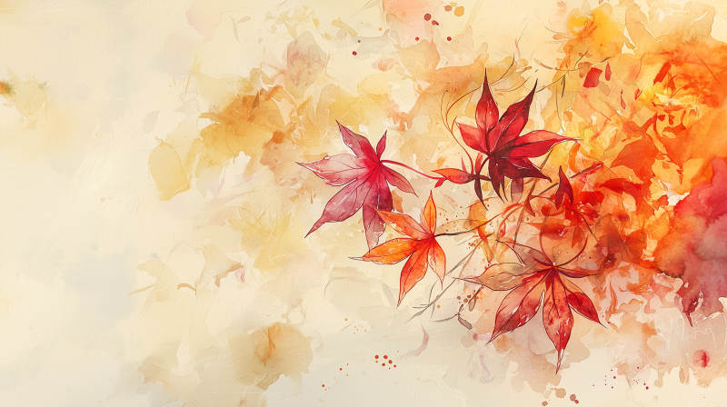 秋叶水彩写意图片