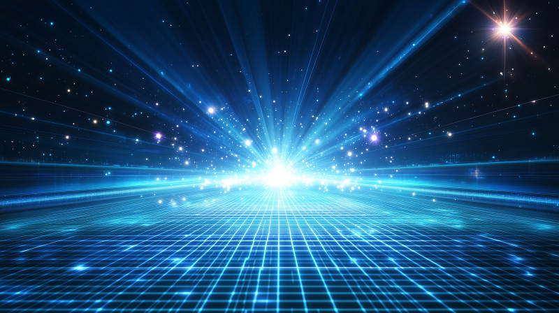 蓝色光束下的未来科技图片