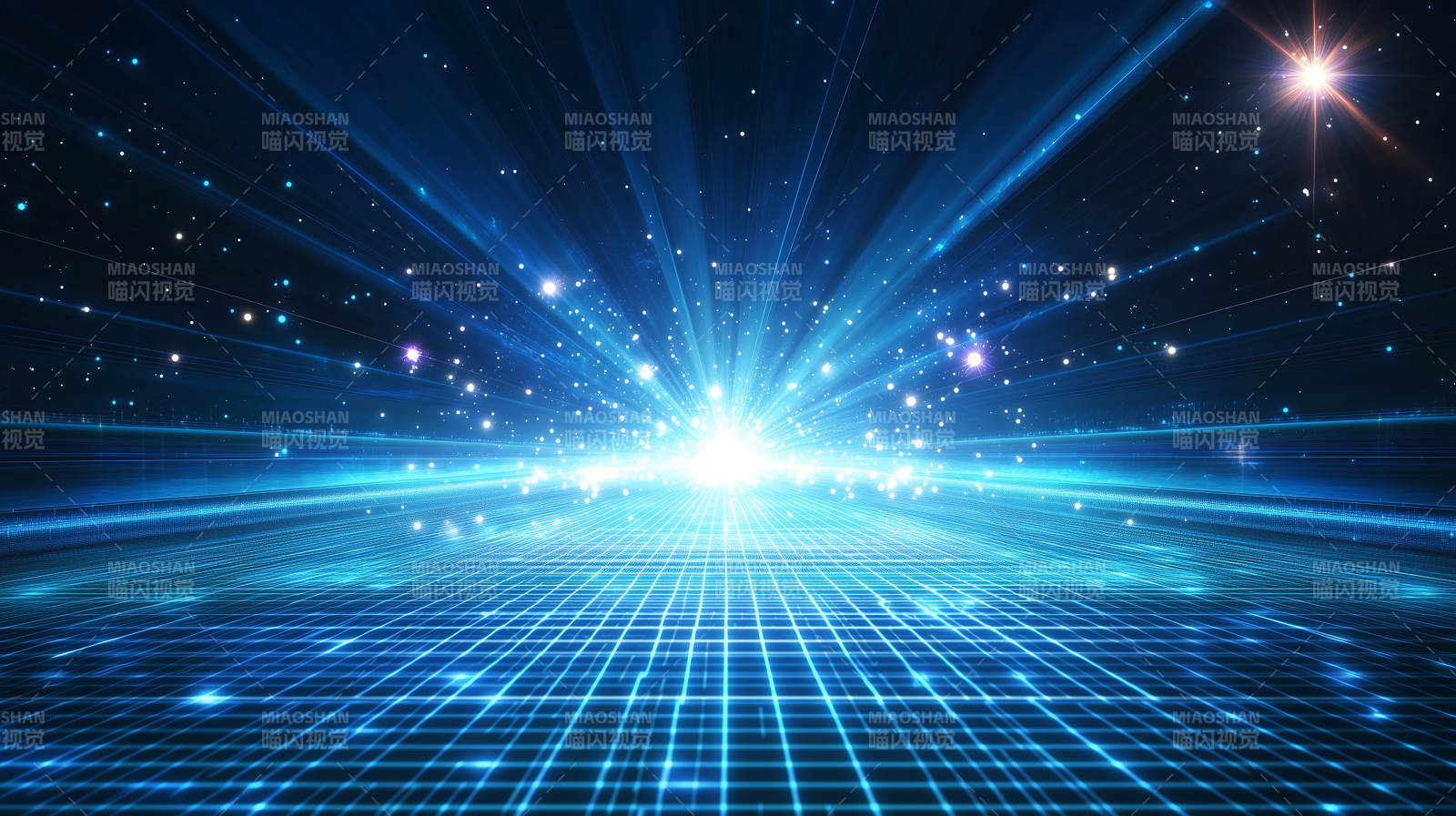 蓝色光束下的未来科技图片