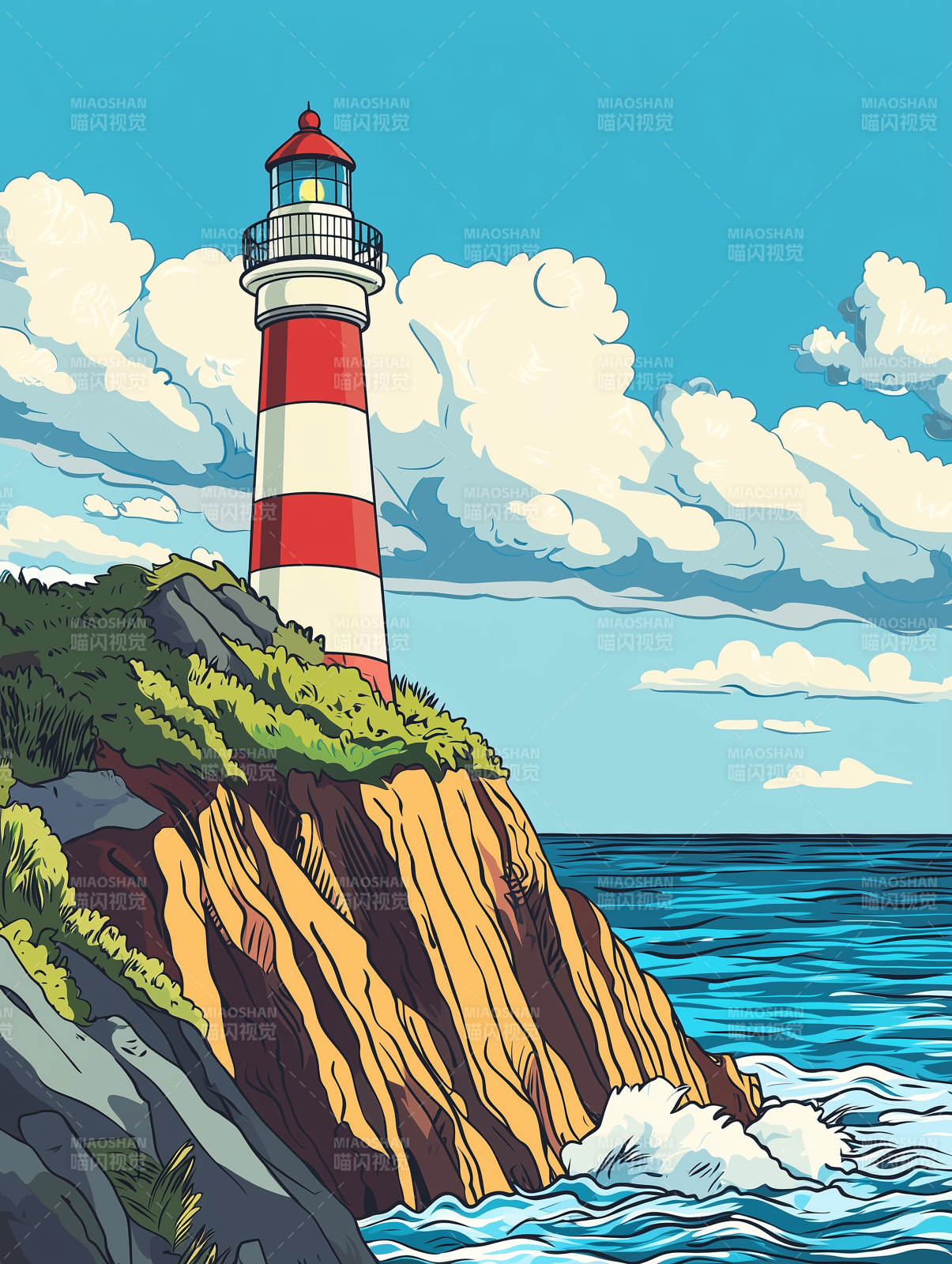 守护海边的灯塔图片