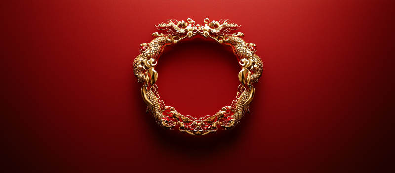 金色祥龙环绕纹样图片