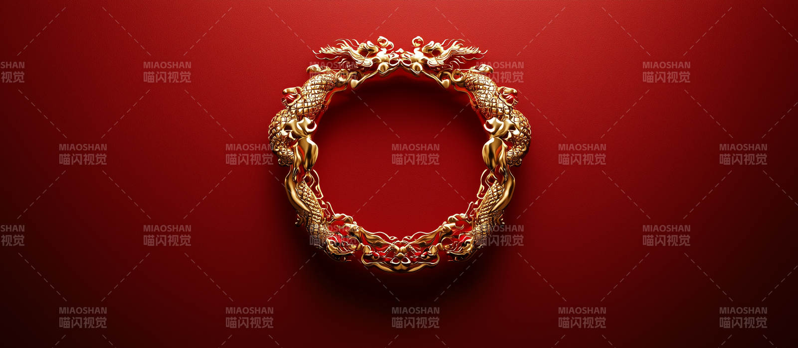 金色祥龙环绕纹样图片