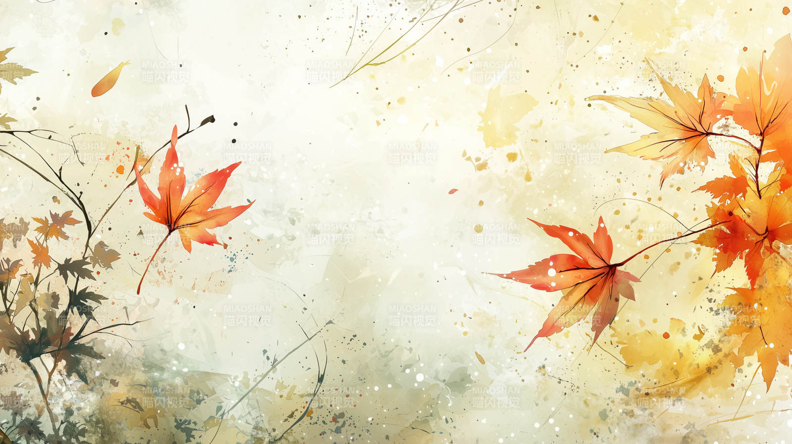 秋叶水彩写意图片