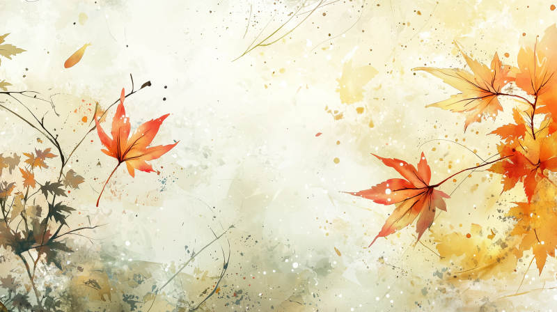 秋叶水彩写意图片