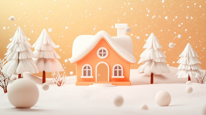 冬日小屋童话雪景图片