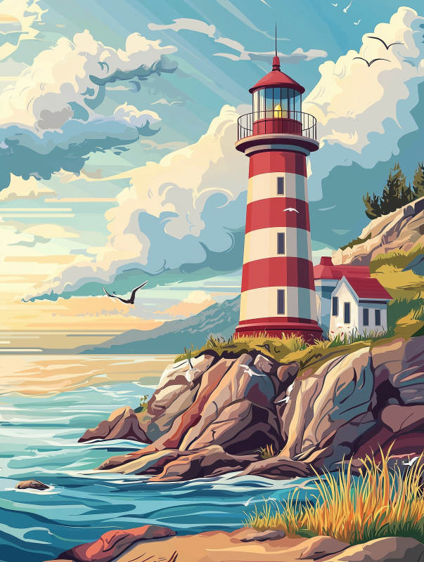 守护海边的灯塔图片