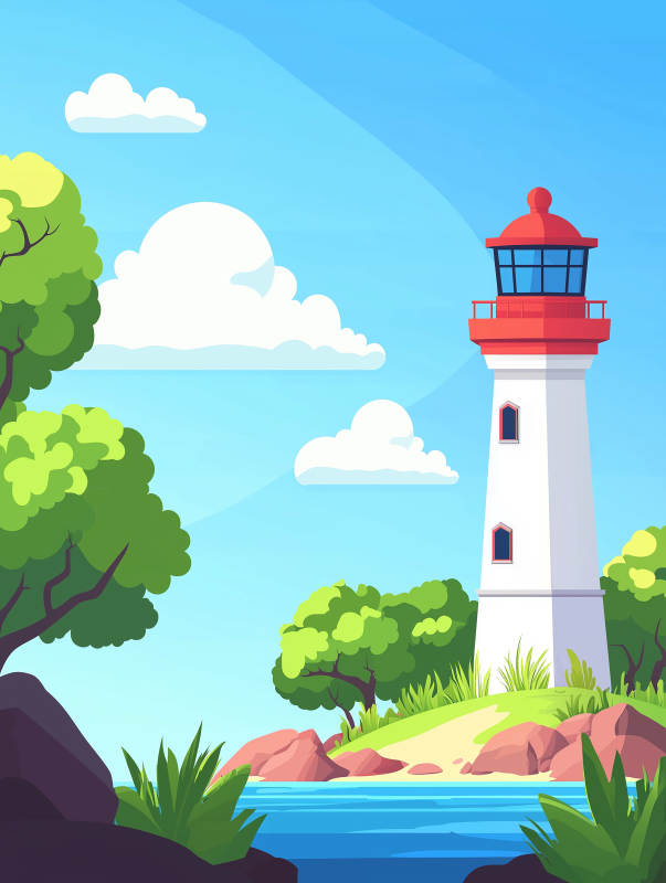 守护海边的灯塔图片