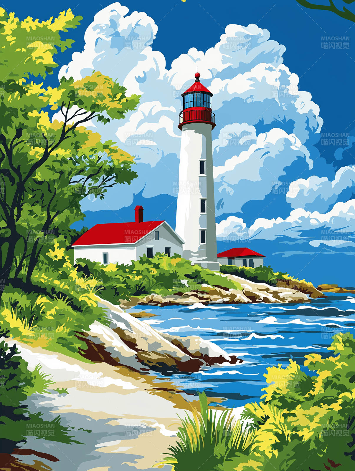 守护海边的灯塔图片