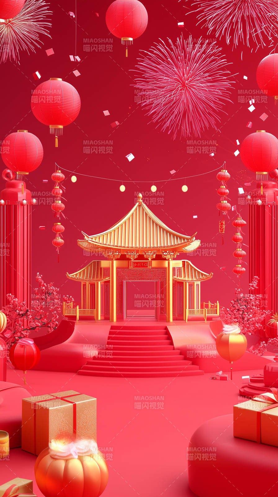 喜庆中国风新年海报图片