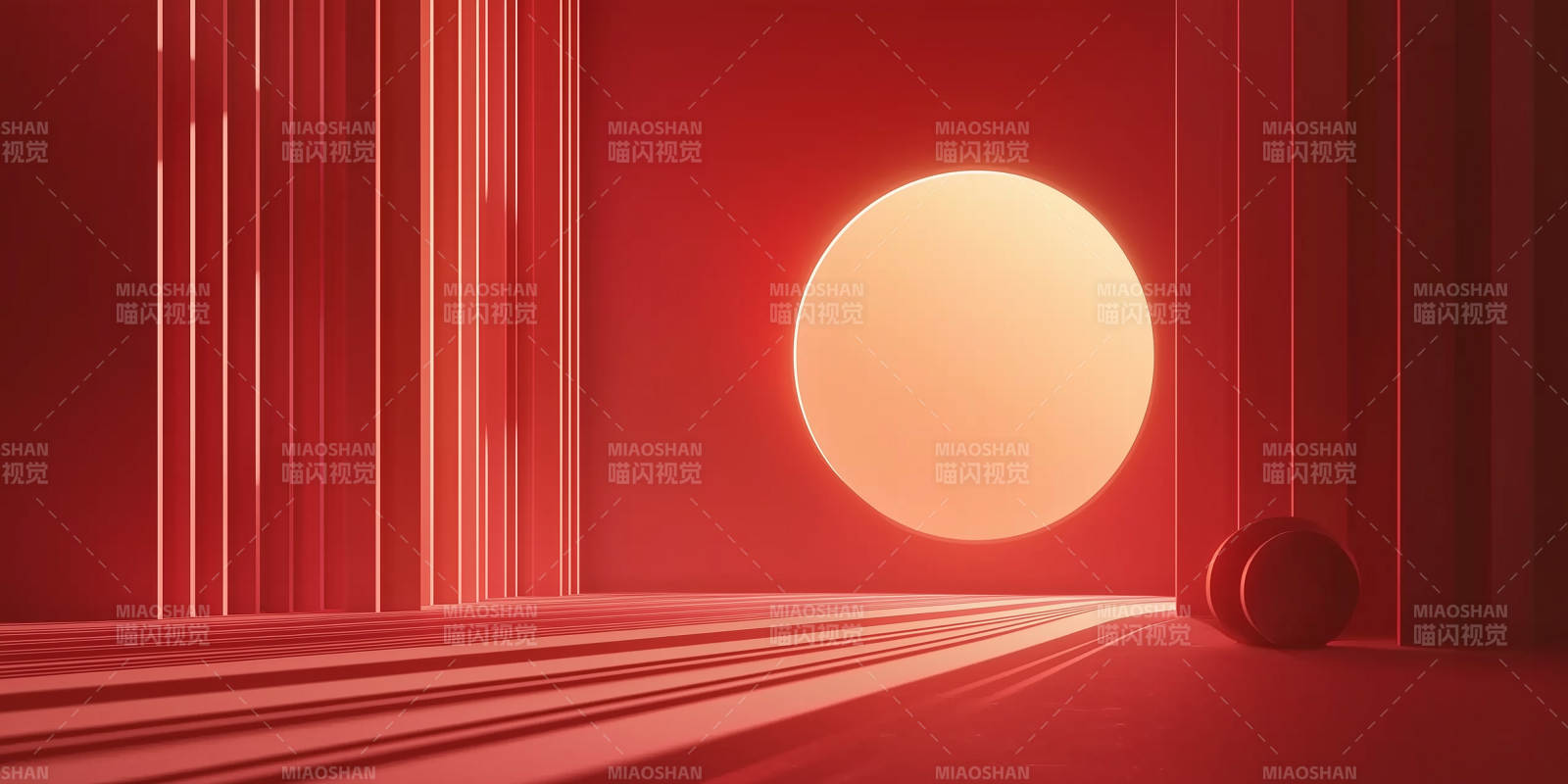 红色几何空间图片