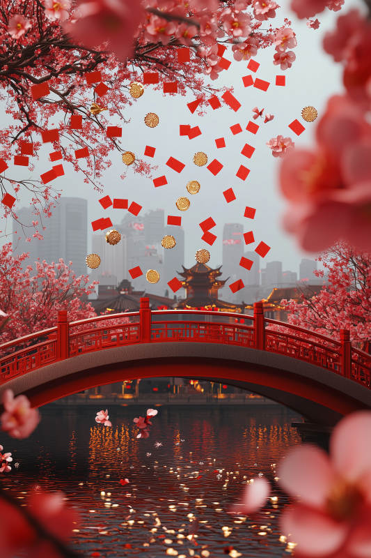 红桥飞鸿春日祝福图片