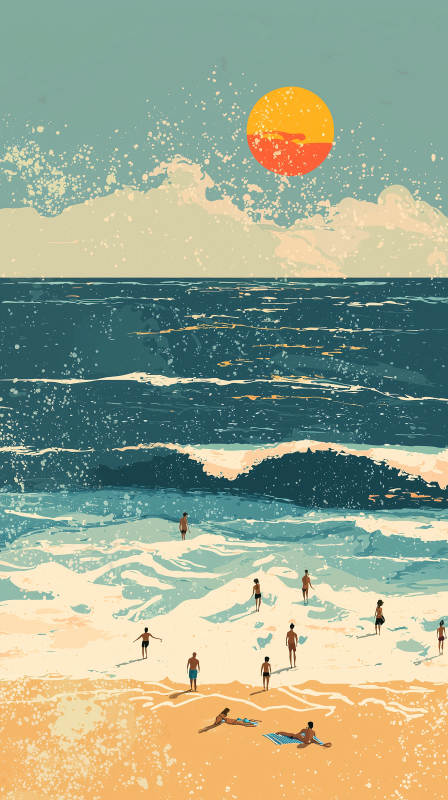 夏日海滩的慵懒时光图片