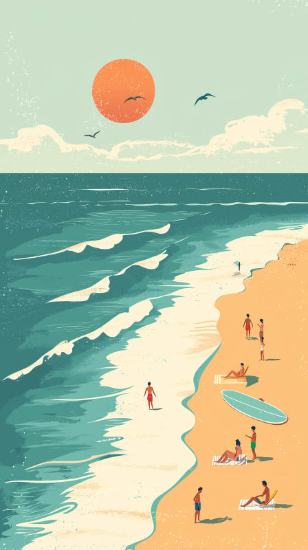 夏日海滩的慵懒时光图片