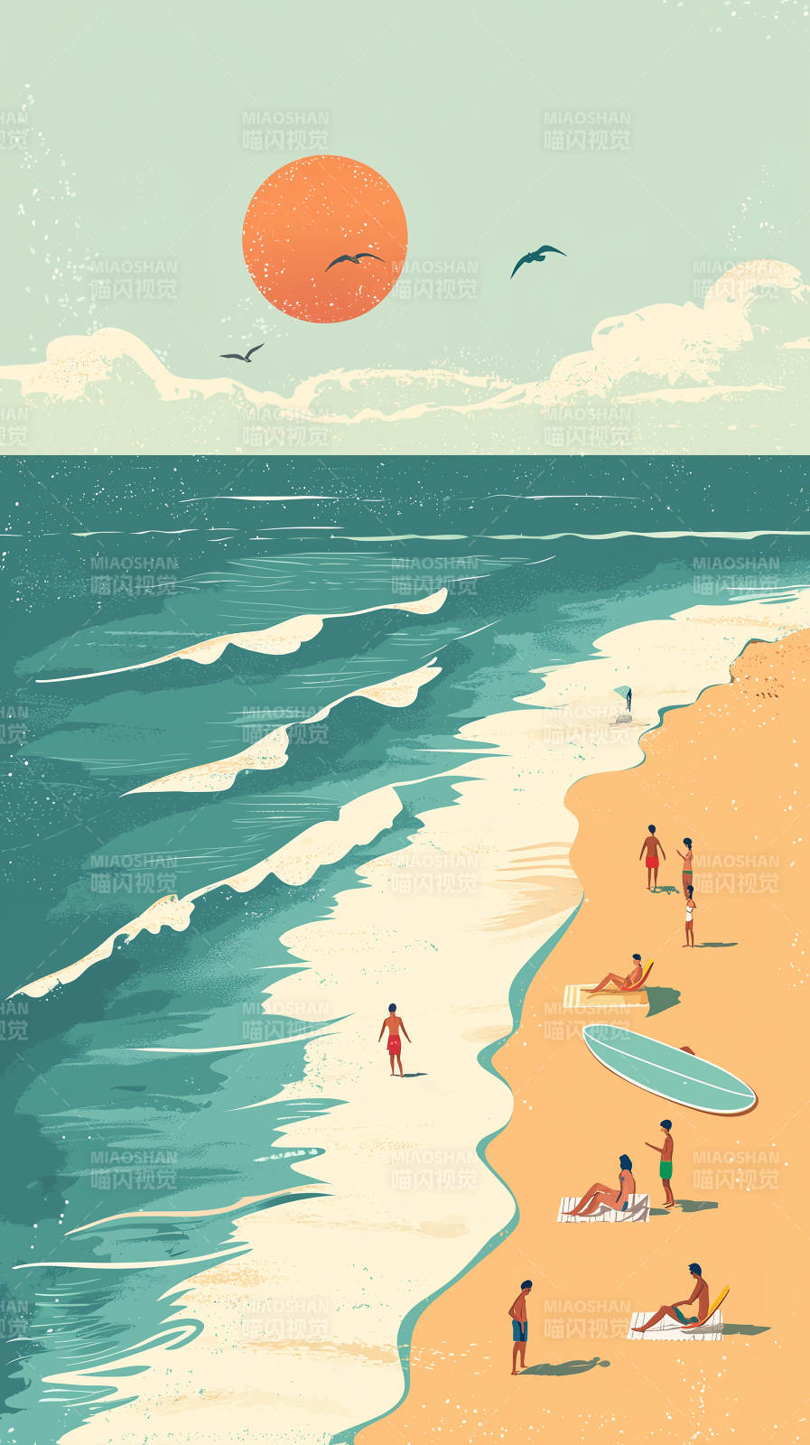 夏日海滩的慵懒时光图片