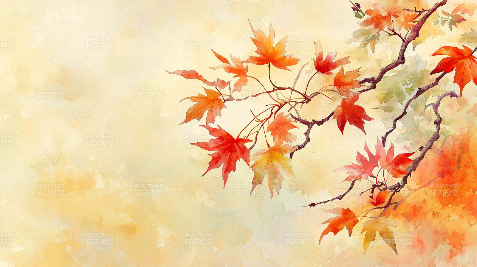 秋叶水彩写意图片