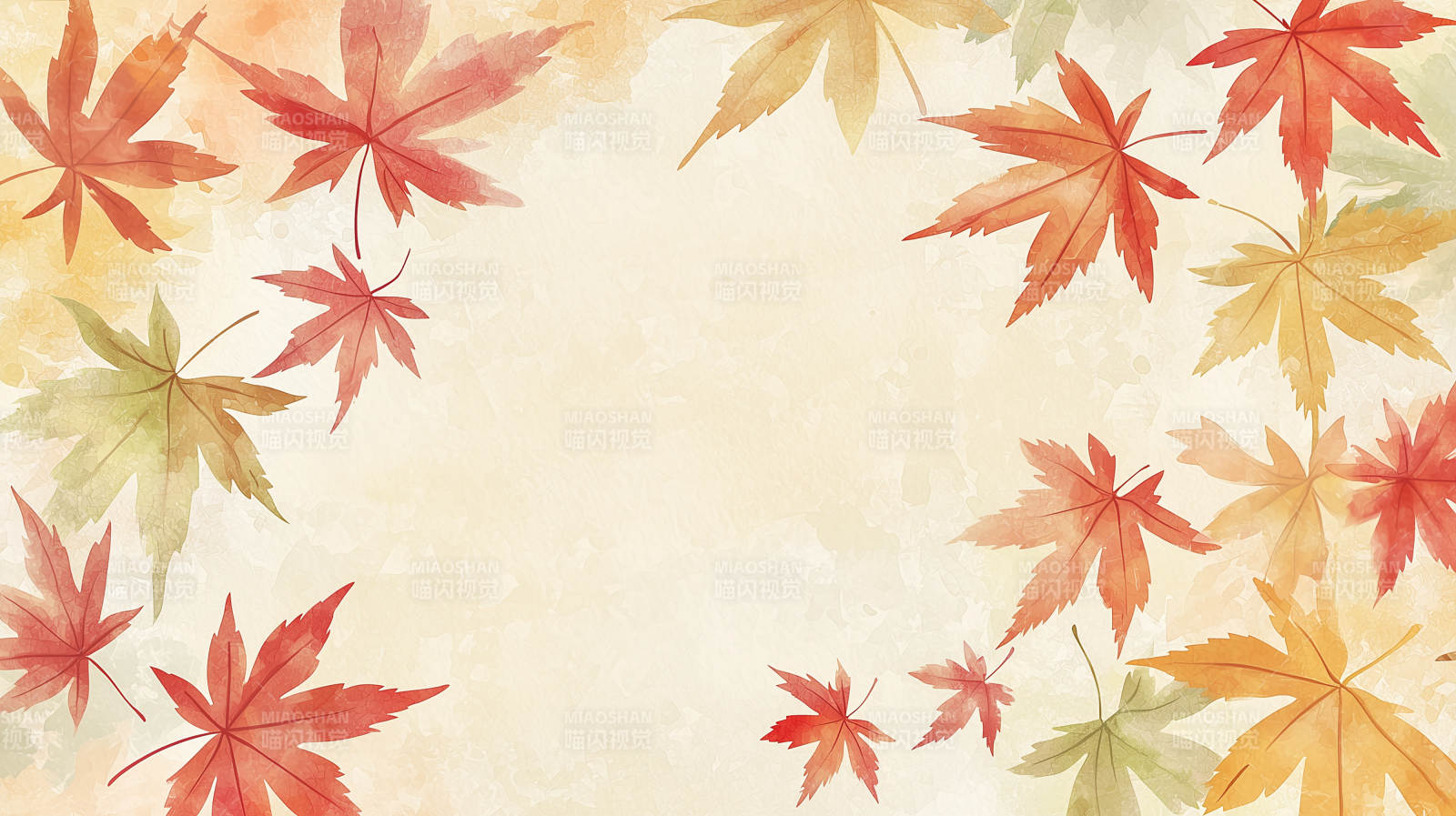 秋叶水彩写意图片