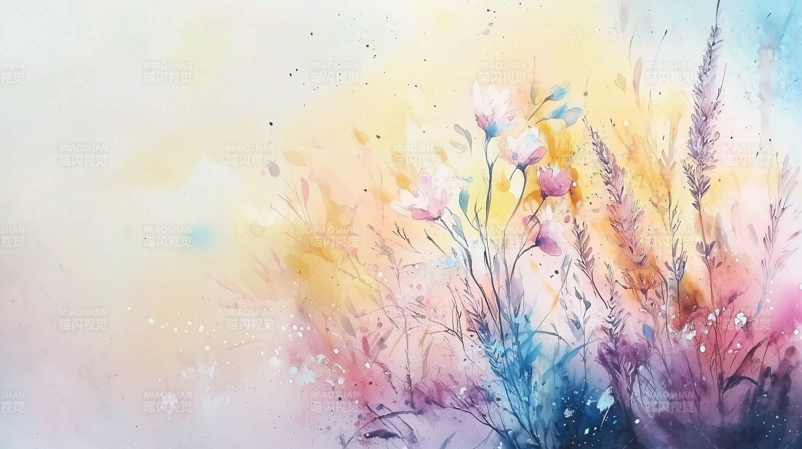 水彩花卉意境图图片